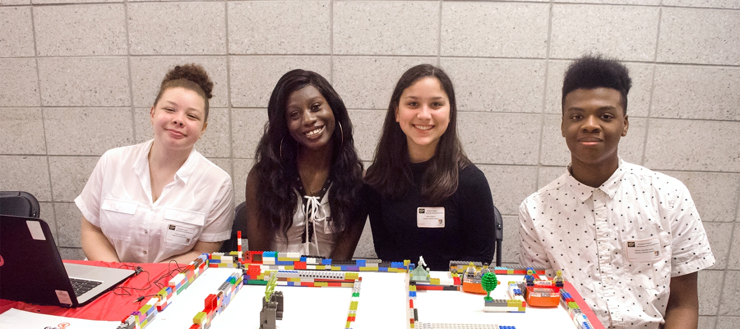 Students with Lego layout